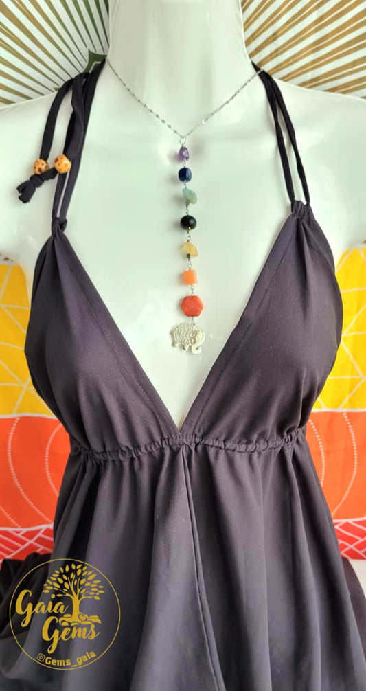 Collar de los 7 Chakras: Elefante de la Suerte Plateado