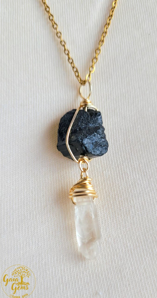 Ancla de Sabiduría: Collar de Turmalina y Lemuriano
