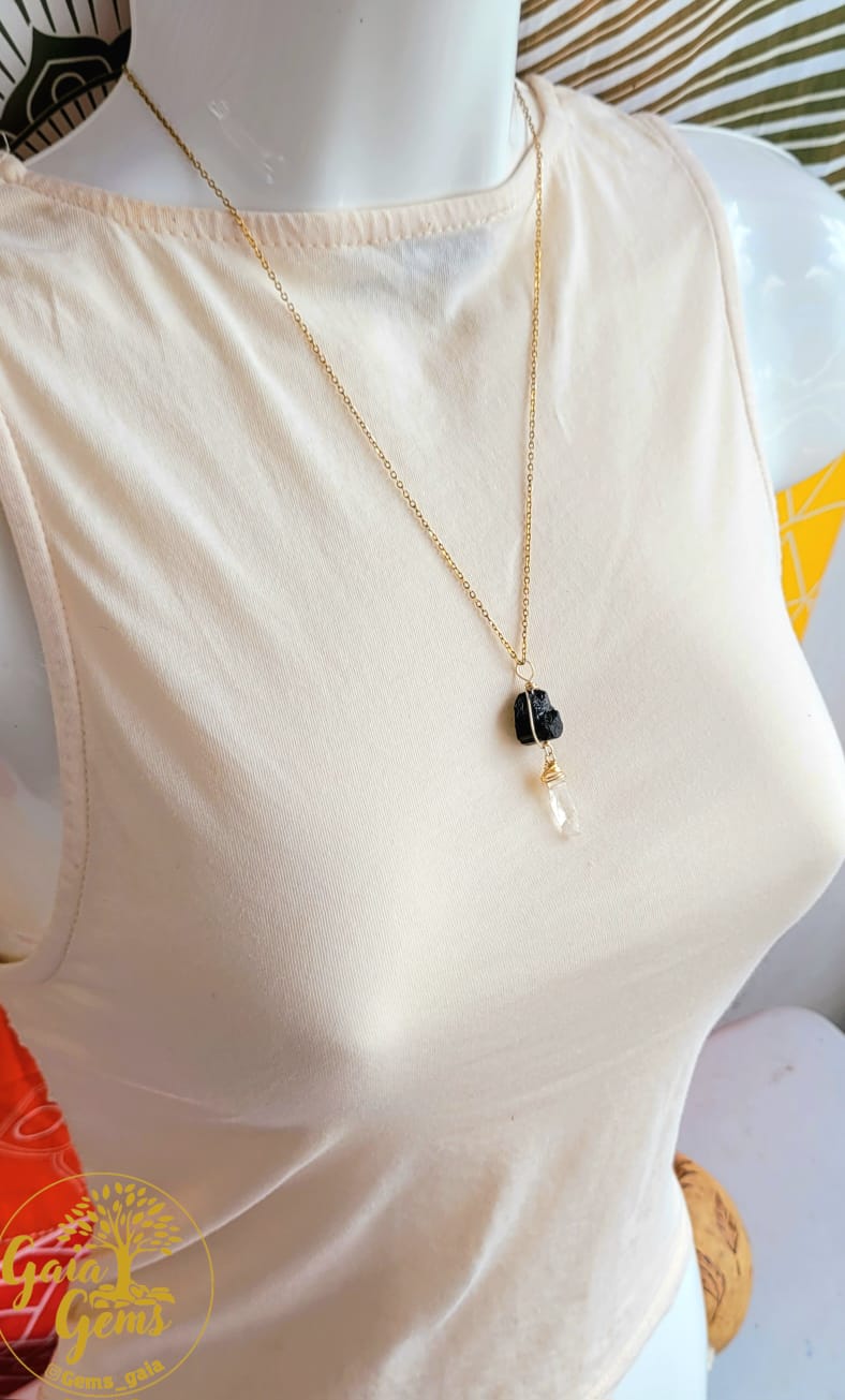 Ancla de Sabiduría: Collar de Turmalina y Lemuriano